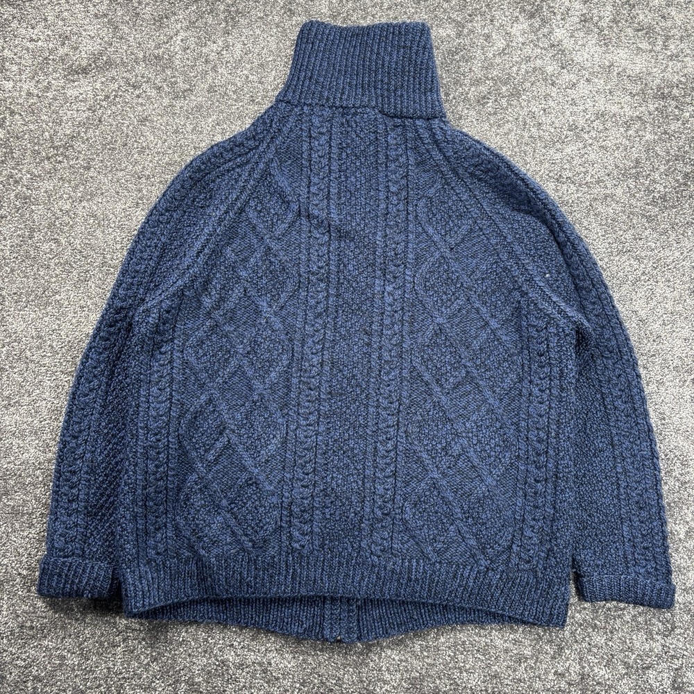 Carraig Donn 100% Merino Wool‎ Cable Knit Cardigan Sweater Womens XL Blue Zip Up - Picture 6 of 10